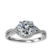 CARATUP 2.50 Carat (F-G/VS1) IGI Certified Beautiful Round Cut Lab Grown Diamond Solitaire Engagement Rings for Women Solid 14K White Gold Size 7