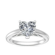 Caratup 2.00 Carat Heart Shape IGI Certified Lab Grown Diamond Attractive Solitaire Ring for Women Solid 14K White Gold Size 7