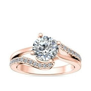Caratup 2.20 Carat Round Cut Moissanite Diamond Beautiful Anniversary Ring for her Solid 14K Rose Gold Size 7