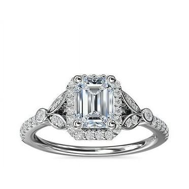 Caratup 2.50 Carat Emerald Cut Moissanite Stylish Bridal Ring for her Solid 14K White Gold Size 7 (D/VVS1)