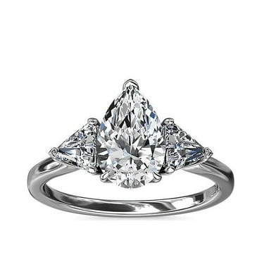 Caratup 2.50 Ct Beautiful Pear Cut IGI Certified Lab Grown Diamond 3-Stone Wedding Ring for Bride Solid 950 Platinum (F-G/VS1) Size 7