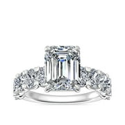 Caratup 3.00 Carat (F-G/VS1) IGI Certified Beautiful Emerald Cut Lab Grown Diamond Solitaire Anniversary Rings for Women Solid 14K White Gold Size 7