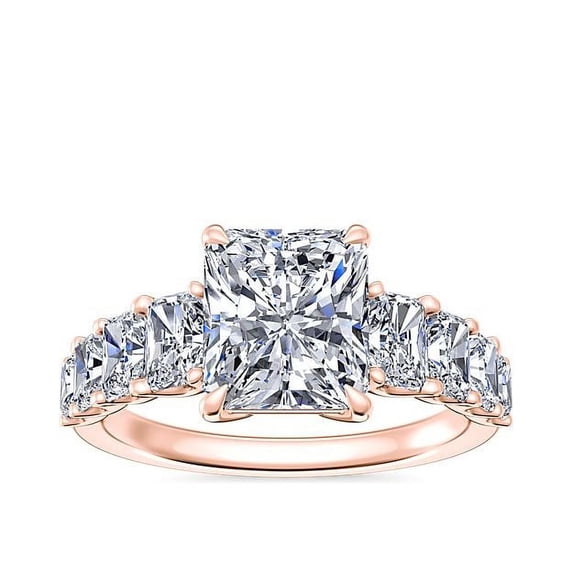 Caratup 3.00 Carat Radiant Cut Moissanite Diamond Amazing Anniversary Ring for her 18K Rose Gold Size 9.5