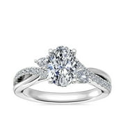 Caratup IGI Certified 2.35 Carat Unique Oval Cut Lab Grown Diamond (F-G/VS1) Solitiare Anniversary Ring For Ladies Solid 14K White Gold Size 7