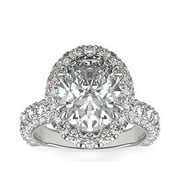 Caratup IGI Certified 3.00 Carat Oval Cut Shinning Solitaire Lab Grown Diamond Engagement Ring for Girl Solid 950 Platinum Size 7