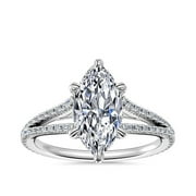 Caratup IGI Certified Marquise Cut 2.20 Ct Beautiful Solitaire Lab Grown Diamond Anniversary Ring for Women Solid 14K White Gold (F-G/VS1) Size 7