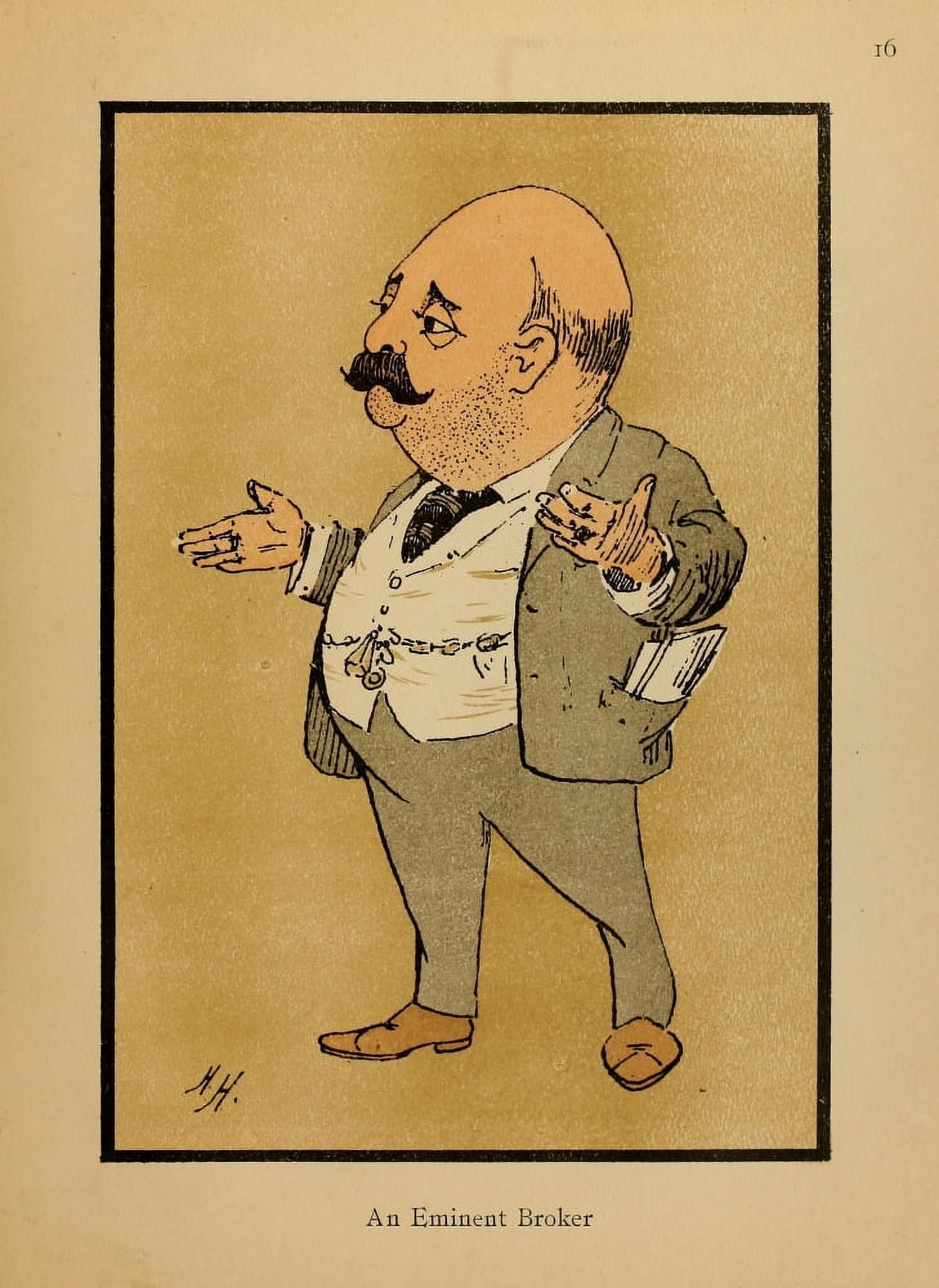 Caratures by HH 1902 An Eminent Broker Canvas Art - HWG Hayter (18 x 24)
