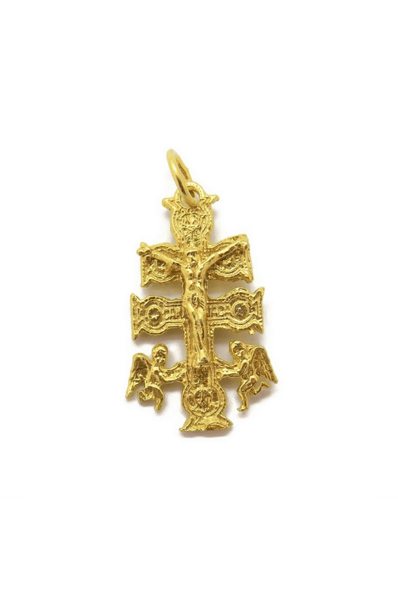 Caravaca Cross Charm Pendant 14k Yellow Gold!!