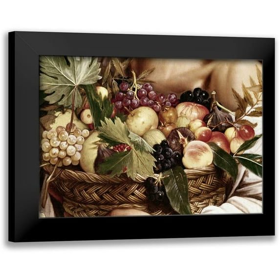 Caravaggio 14x11 Black Modern Framed Museum Art Print Titled - Boy With Basket of Fruit - Detail