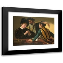 Caravaggio 14x11 Black Modern Framed Museum Art Print Titled - The Cardsharps (ca 1595)