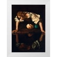 thumbnail image 1 of Caravaggio 14x18 White Modern Wood Framed Museum Art Print Titled - Narciso, 1 of 4