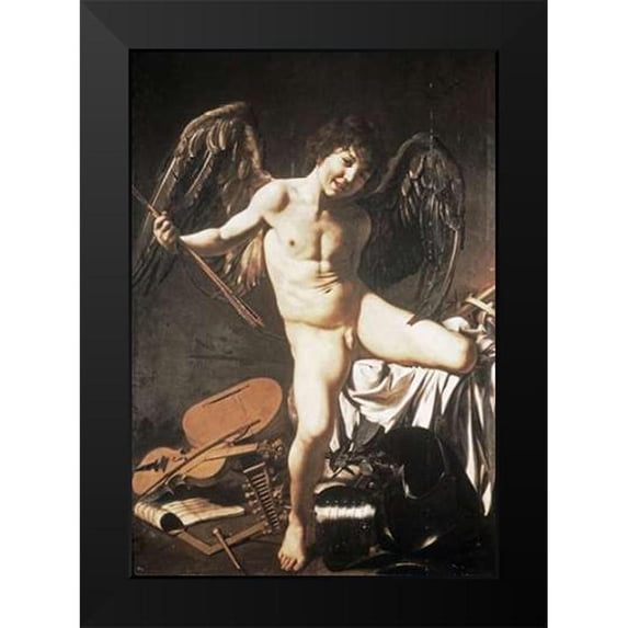 Caravaggio 18x24 Black Modern Framed Museum Art Print Titled - Amour Victorious