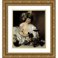 thumbnail image 1 of Caravaggio 26x29 Gold Ornate Wood Framed with Double Matting Museum Art Print Titled - Bacchus, 1 of 4