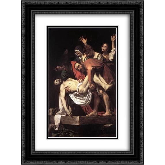 Caravaggio 2x Matted 20x24 Black Ornate Framed Art Print 'Entombment'