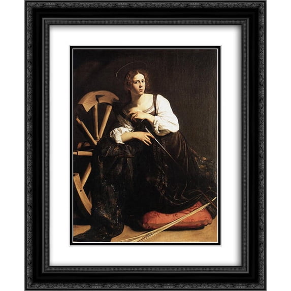 Caravaggio 2x Matted 20x24 Black Ornate Framed Art Print 'St. Catherine of Alexandria'