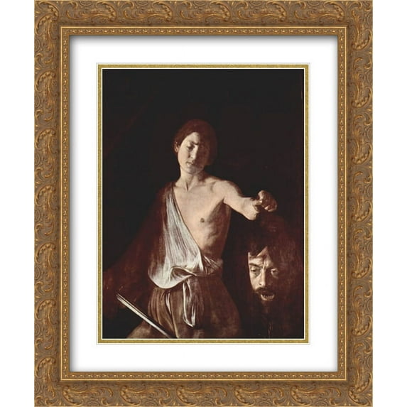 Caravaggio 2x Matted 20x24 Gold Ornate Framed Art Print 'David with the Head of Goliath'