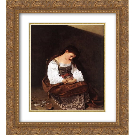 Caravaggio 2x Matted 20x24 Gold Ornate Framed Art Print 'Magdalene'