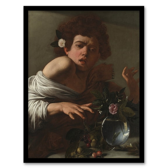 Caravaggio Boy Bitten by a Lizard Oil Painting Framed Wall Art Picture Print A4