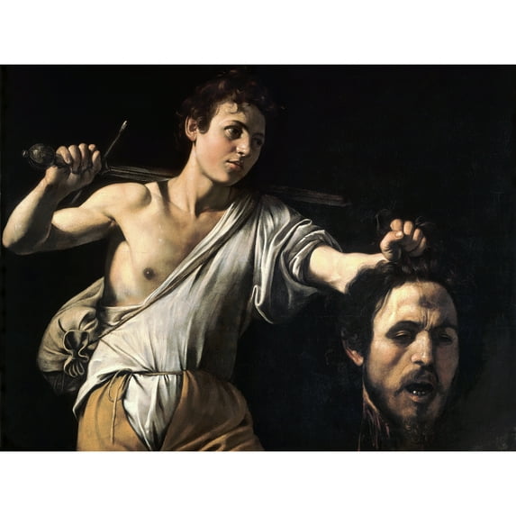 Caravaggio David With Head Goliath Religious Painting Extra Large XL Wall Art Poster Print