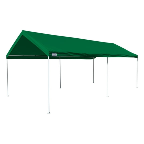 Caravan Canopy Domain Basic Carport Shelter 10' X 20' Forest Green, 200 Sq. Ft. of Shade, Powder-Coated Steel Frame, 6-Leg Design