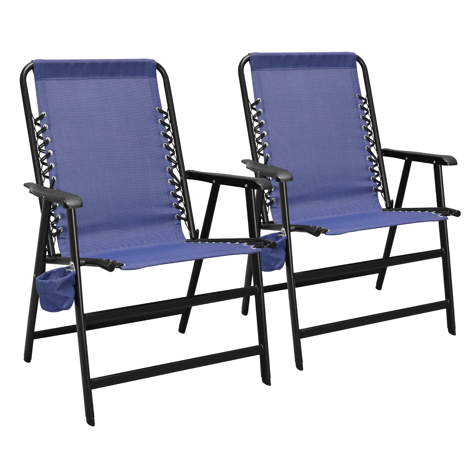Caravan Canopy Infinity Suspension Folding Chair with Cupholder, Blue (2 Pack) - image 1 of 5