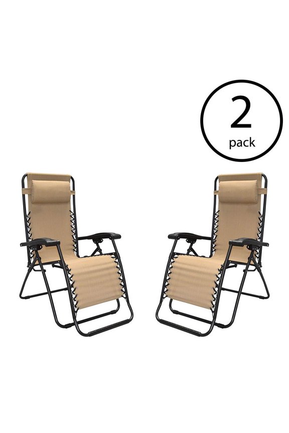 Infinity Zero Gravity Steel Frame Patio Chair, Beige (4 Pack)