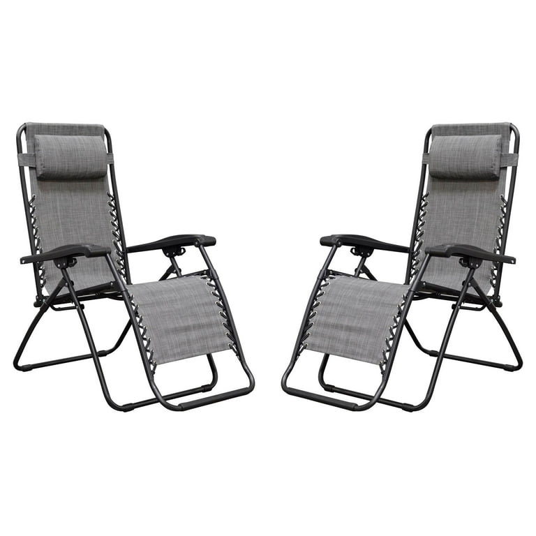 Caravan Canopy Infinity Zero Gravity Steel Frame Patio Deck Chair Grey Pair