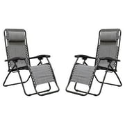 Caravan Canopy Infinity Zero Gravity Steel Frame Patio Deck Chair, Grey Pair