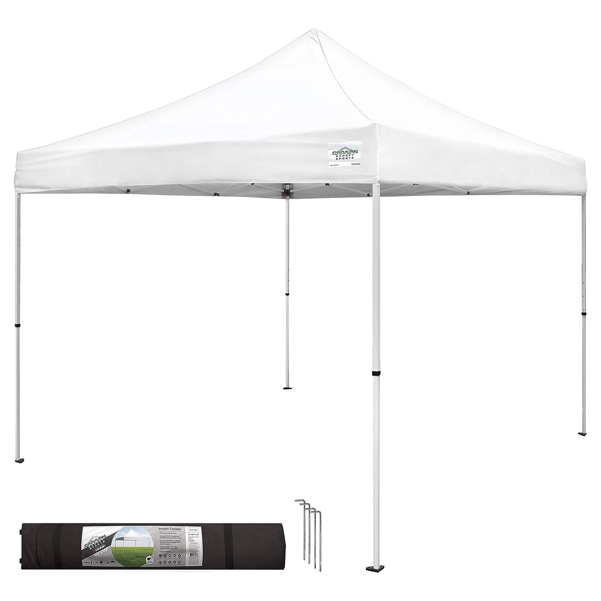 Caravan Canopy 10'x10' White Pop-Up Tent, Straight Leg, UV
