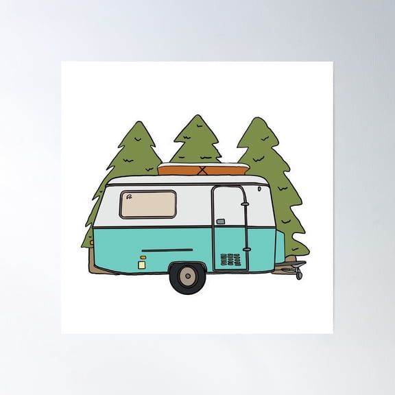 Caravan Forest Scene Poster Wall Art, Modern Wall Decor, 30x30 UNFRAMED