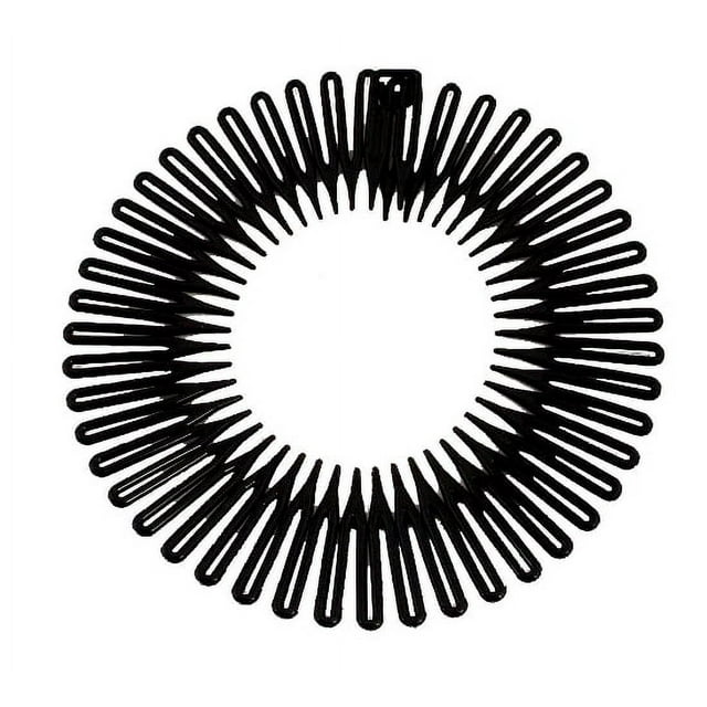 Caravan Full Circle Spring Head Band Comb in Classic Black with Deep Teeth and Closure, Ponytail Holders & Scrunchies