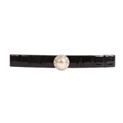 Caravan Hand Decorated Long Black Boxed with Large Pearl and Swarovski Crystal Stones In Silver Setting.65 Ounce