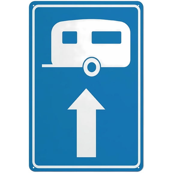 Caravan Parking Image - Straight Arrow Aluminum Warning Sign 12 x 8 Inches - with Symbol, Weatherproof Signage for Indoor Outdoor Campground, RV Park