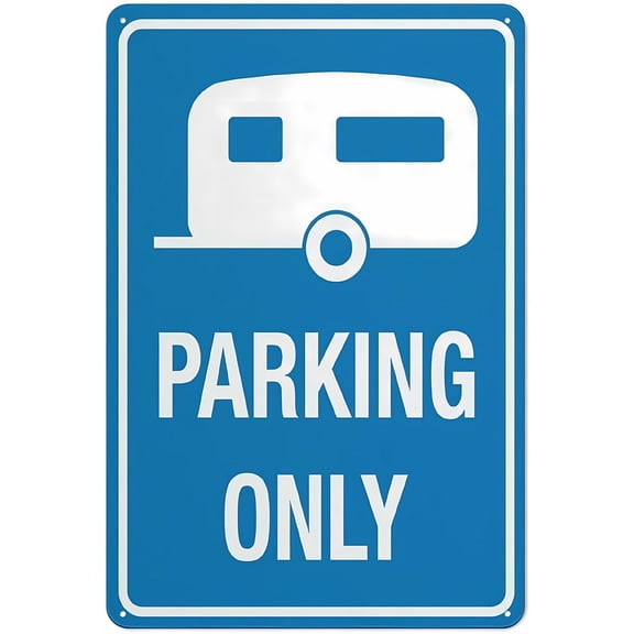 Caravan Parking Only Aluminum Warning Sign 12 x 8 Inches - with Symbol, Weatherproof Signage for Indoor Outdoor Campground, RV Park, Parking Area
