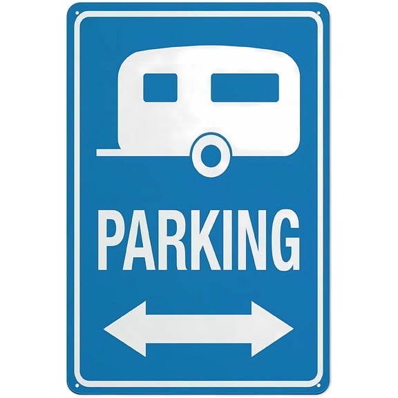 Caravan Parking Two Way Arrow Warning Sticker Security Outdoor Sign 8"x12" - Clear Directional Parking for Business Home Yard