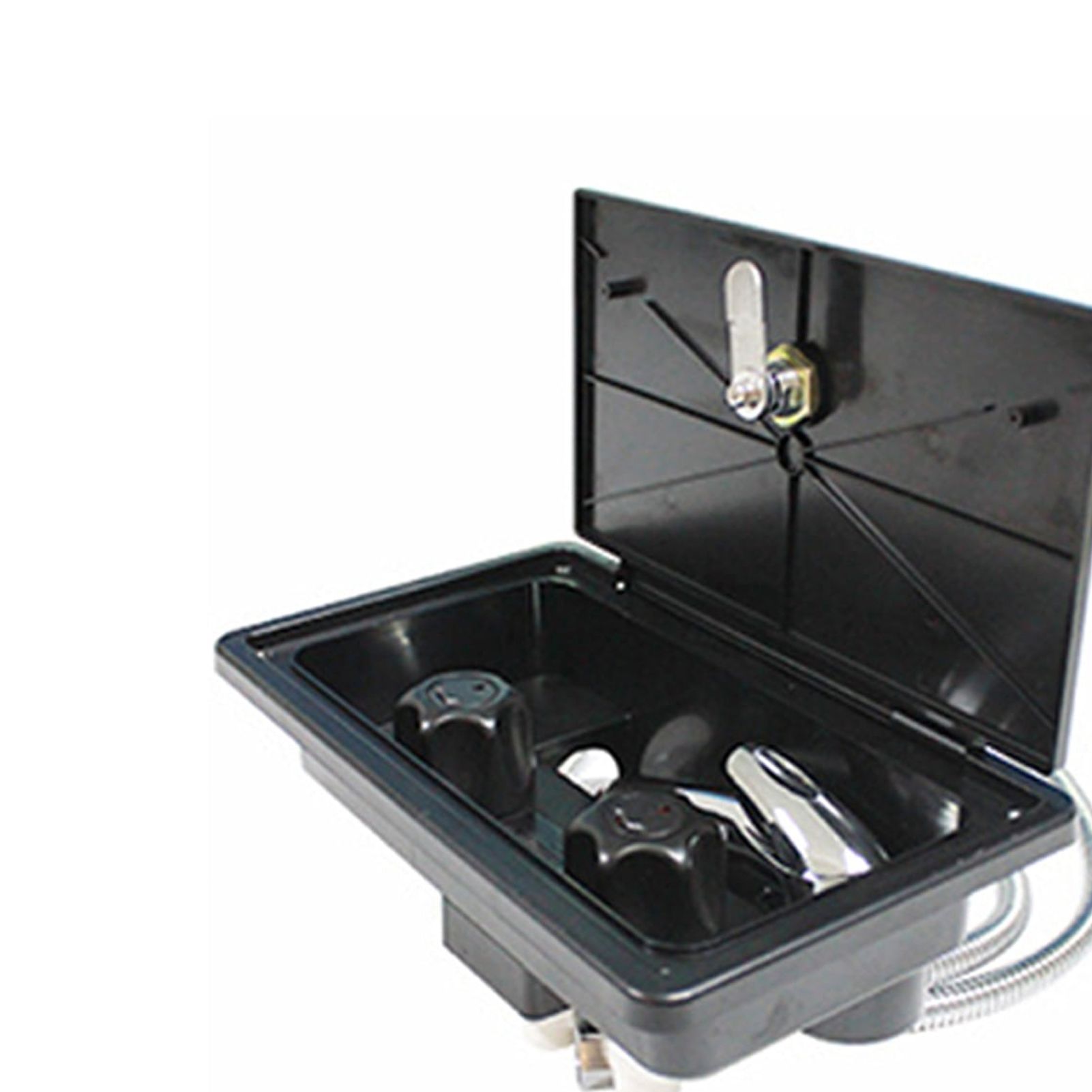 Caravan RV Exterior Shower Box Kit with Lock Faucet Hose Camper Trailer