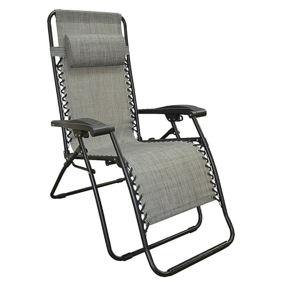 Open Box Caravan Sports Zero Gravity Outdoor Folding Camping Patio Lounge Chair, Gray