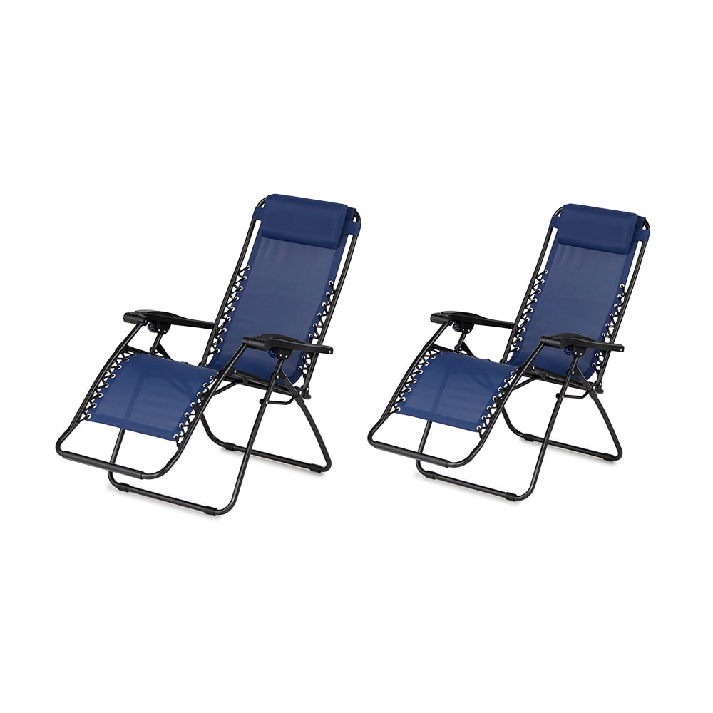 Caravan Sports Zero Gravity Outdoor Folding Lounge Chair Blue 2 Pack