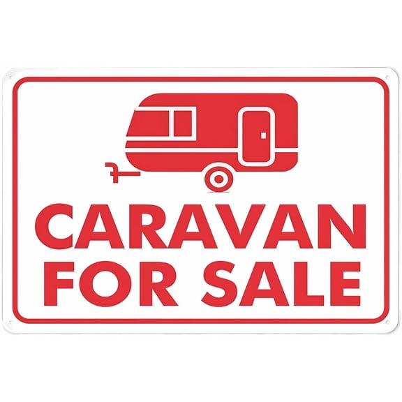 Caravan for Sale Sign 12 x 8 Inches - Rust-Free Aluminum, Outdoor Metal Tin Sign, Practical for Home, Business, Yard, Campground, RV Sale Alert
