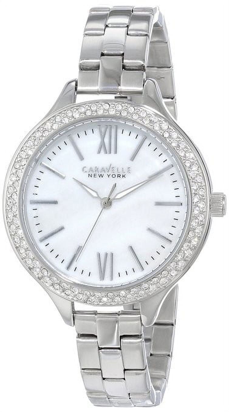 Caravelle 43L165 Women's Stainless Steel Mother Of Pearl Dial Crystals ...