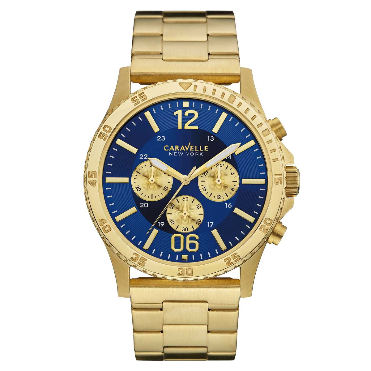 Caravelle 44A106 Men's New York Chronograph Blue Dial Gold Yellow