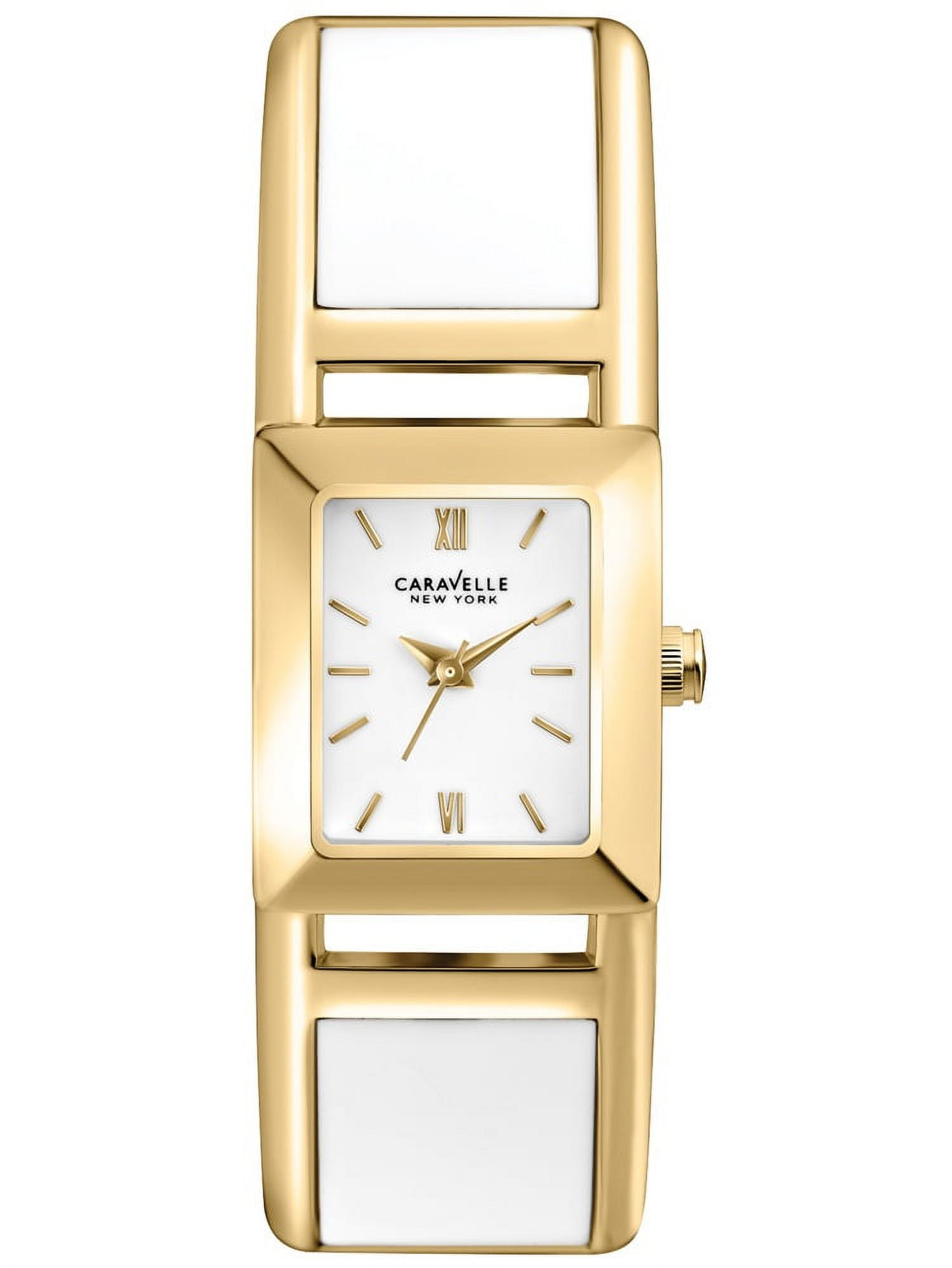 Caravelle 44L143 Womens New York White Dial Gold Steel Bracelet