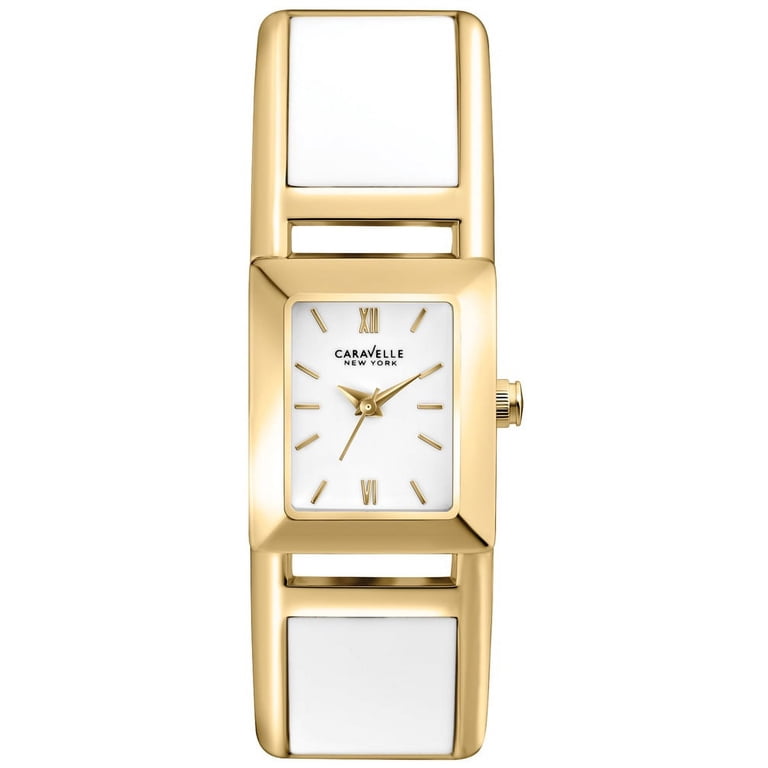 Caravelle 44L143 Womens New York White Dial Gold Steel Bracelet