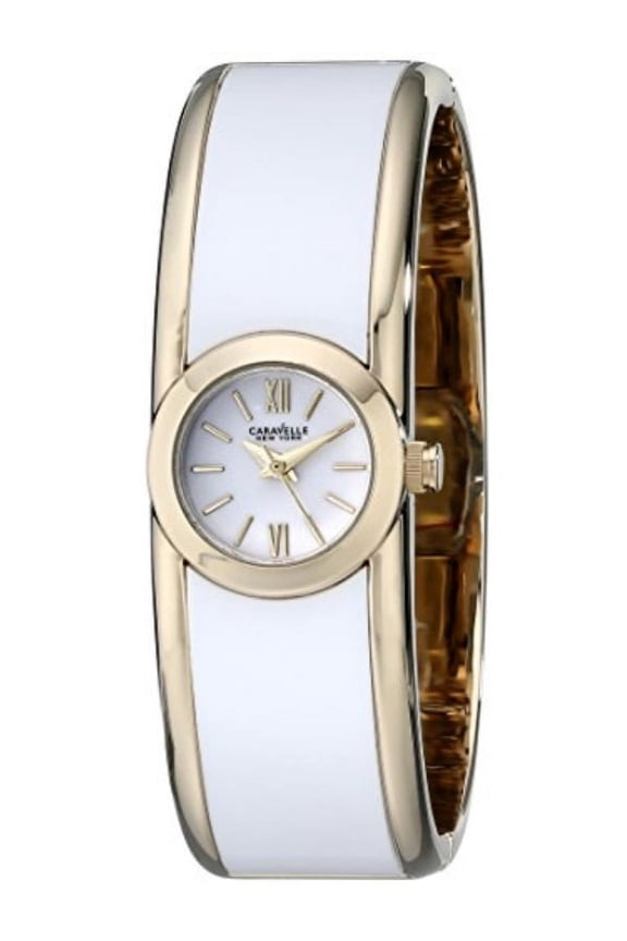 Caravelle 44L144 Womens New York White Dial Gold Steel Bracelet Quartz Watch