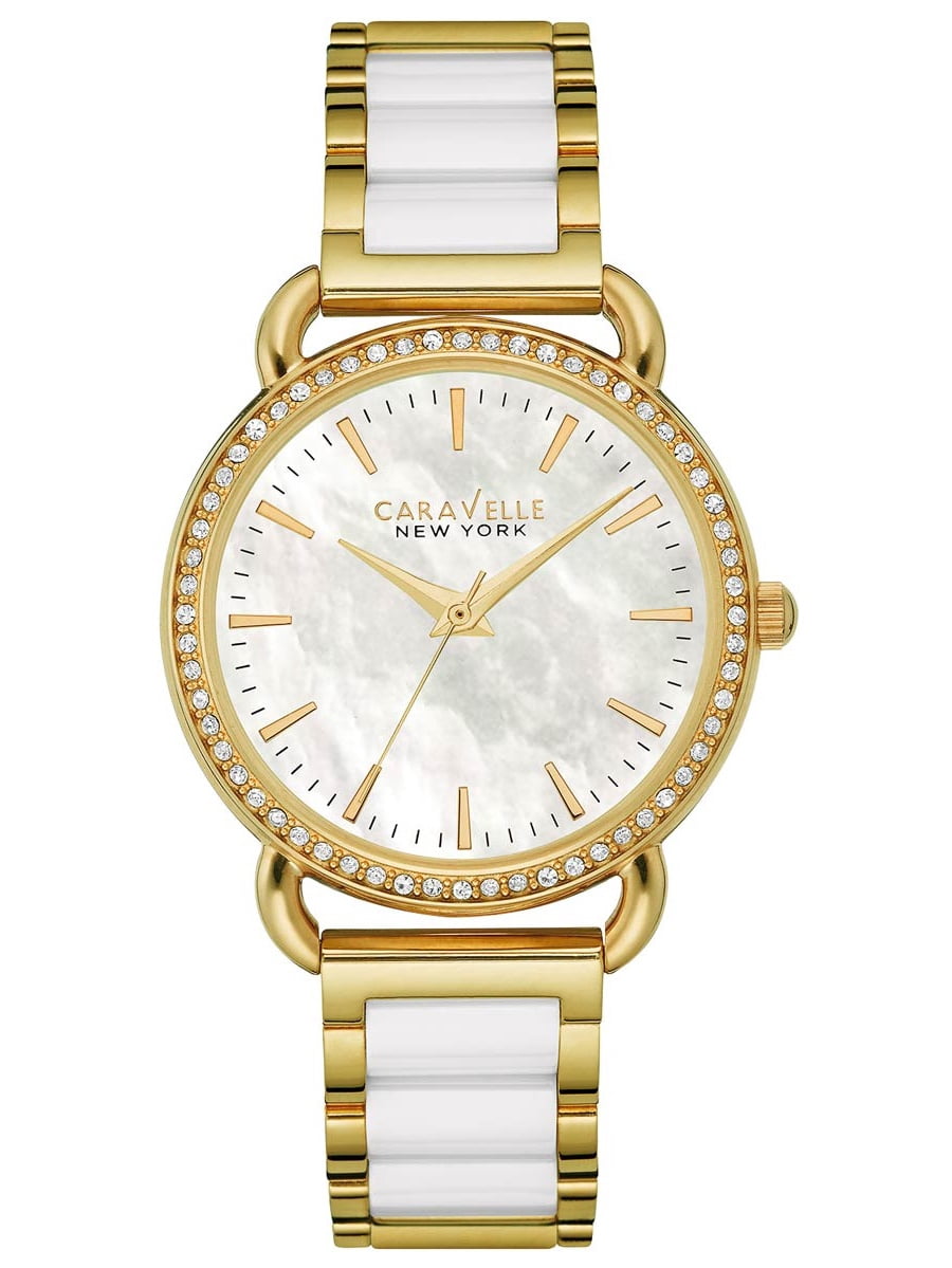 Caravelle New York Women\'s Gold Tone Watch Crystals Bezel Mother Pearl Dial SS Caravelle Women main image 2