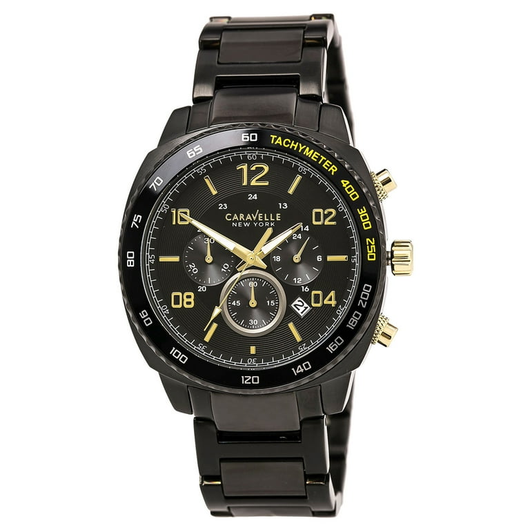 Caravelle 45B146 Men's Sport Black Dial Black IP Steel Bracelet