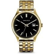 Caravelle Designed By Bulova Mens Coin Edge Gold-Tone Stainless Steel Dress Watch 41mm 44B121