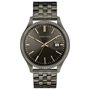 Caravelle Designed By Bulova Mens Coin Edge Gunmetal Stainless Steel Dress Watch 41mm 45B149