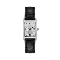 Caravelle Designed By Bulova Women's Classic Rectangular Black Leather Strap Dress Watch 43L202
