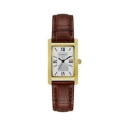 Caravelle Designed By Bulova Womens Classic Rectangular Brown Leather Strap Dress Watch 44L234